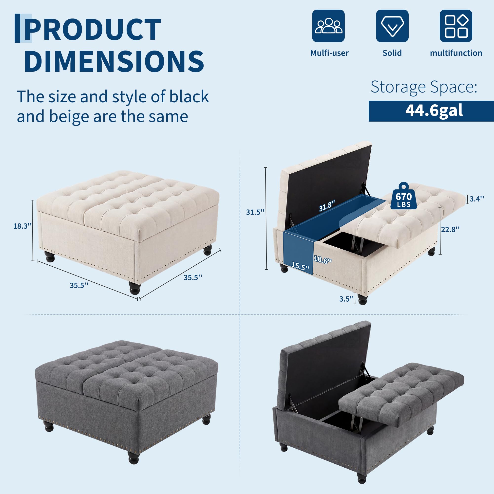 36 Inch Square Lift Top Storag - огляд і ціна Outdoor Furniture Wood